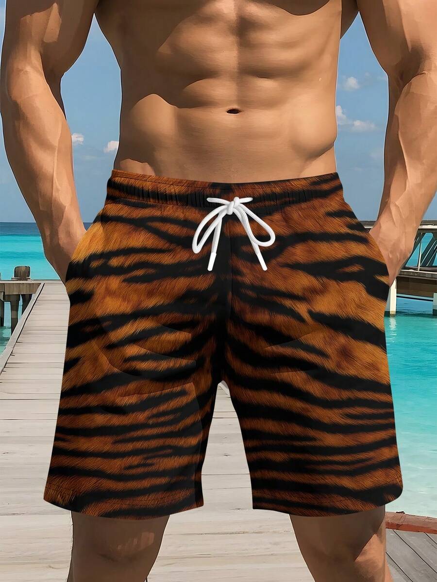 Swim Trunk Quick Dry - Mens Bold Tiger Stripe Swim Trunks