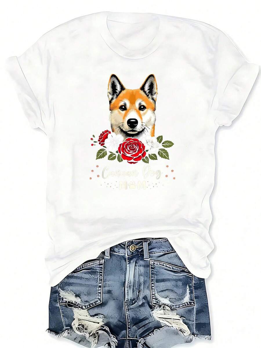 Canaan Dog Rose Floral Graphic - Tee Graphic Print recension och pris
