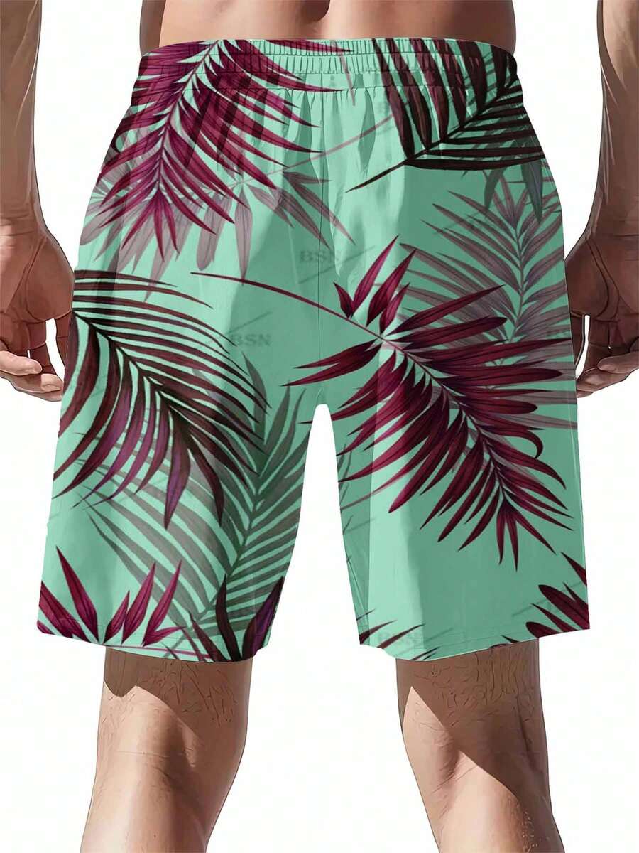 Mint Green And Burgundy Palm L - Swim Trunk Quick Dry recension och pris