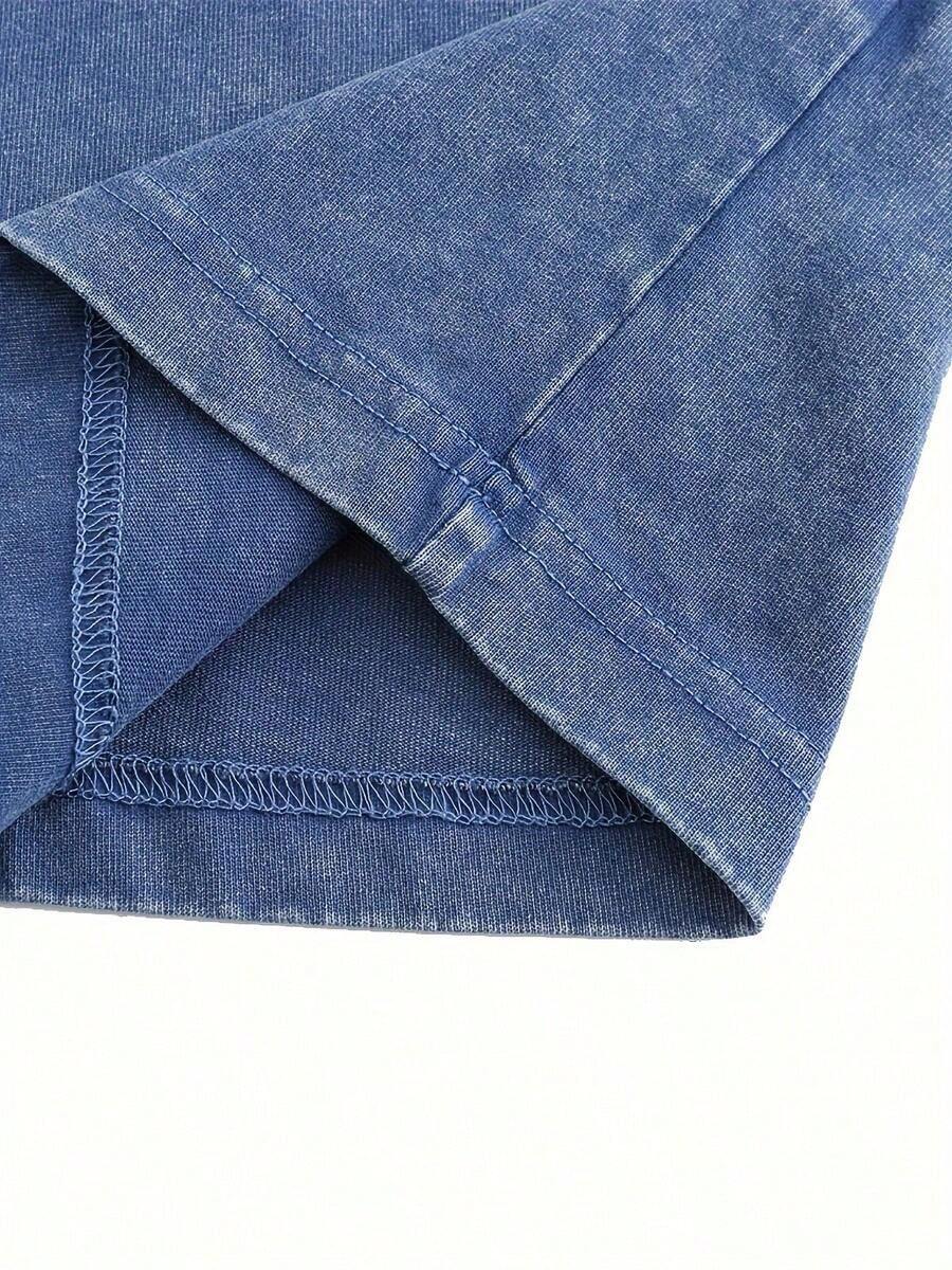 Oversized Denim Cotton T-Shirt - Tee Graphic Print recension och pris