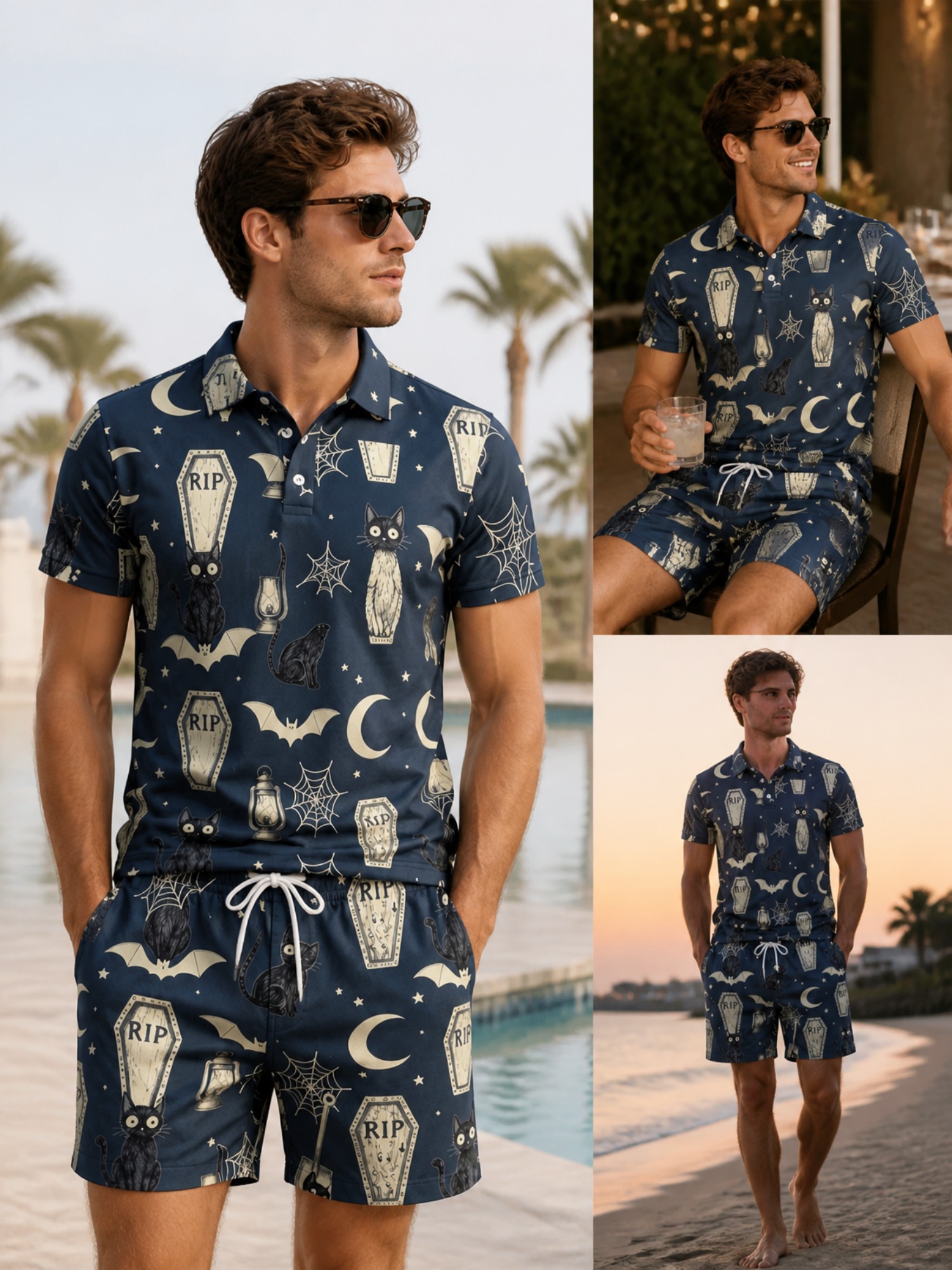 Mens Short Sleeve Polo Shirt a - Resort Shirt Floral recension och pris