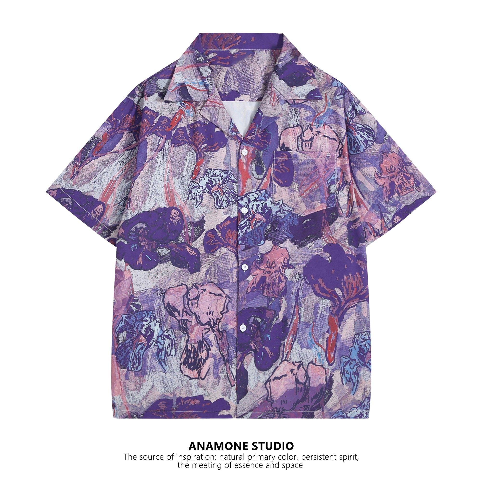 Vintage Purple Oil Painting Ir - Resort Shirt Floral recension och pris