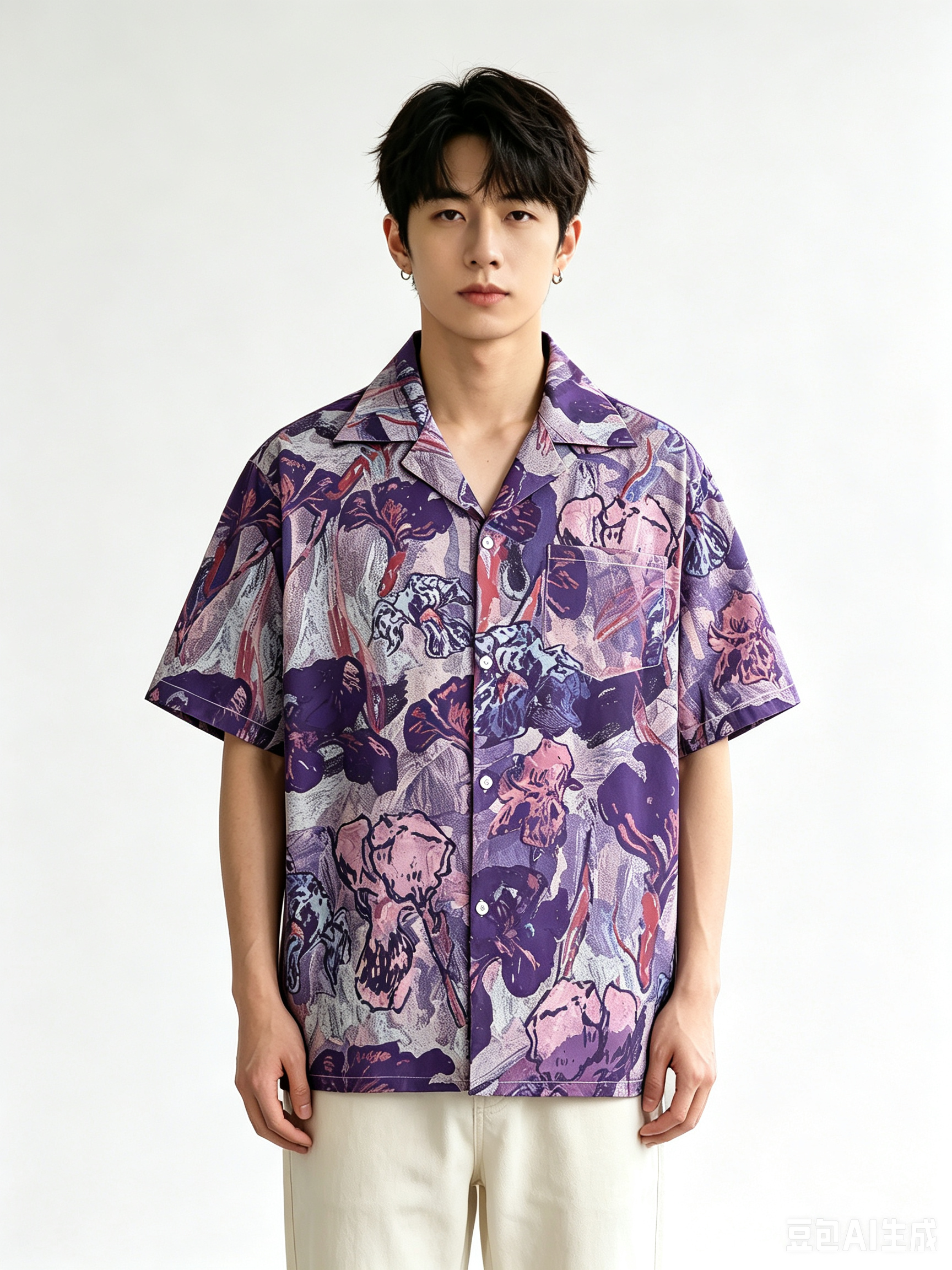 Vintage Purple Oil Painting Ir - Resort Shirt Floral recension och pris