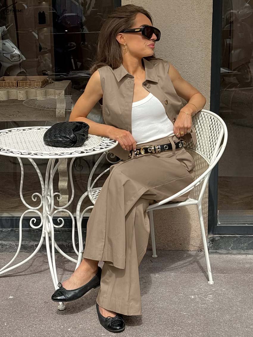 Oymimi Fashion Brown Cotton Wo - Shirt Camp Collar recension och pris