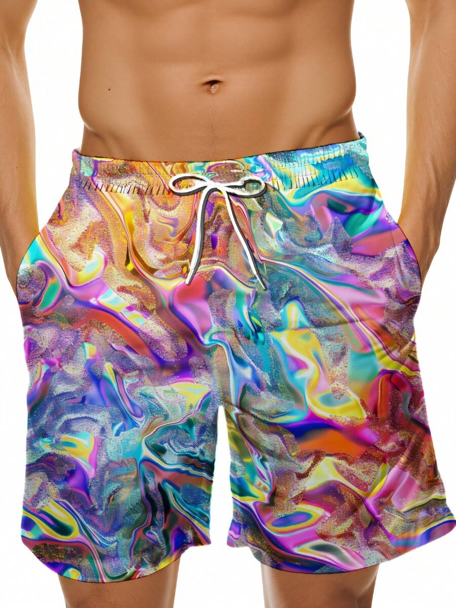 Mens Colorful Abstract Print Q - Swim Trunk Quick Dry recension och pris