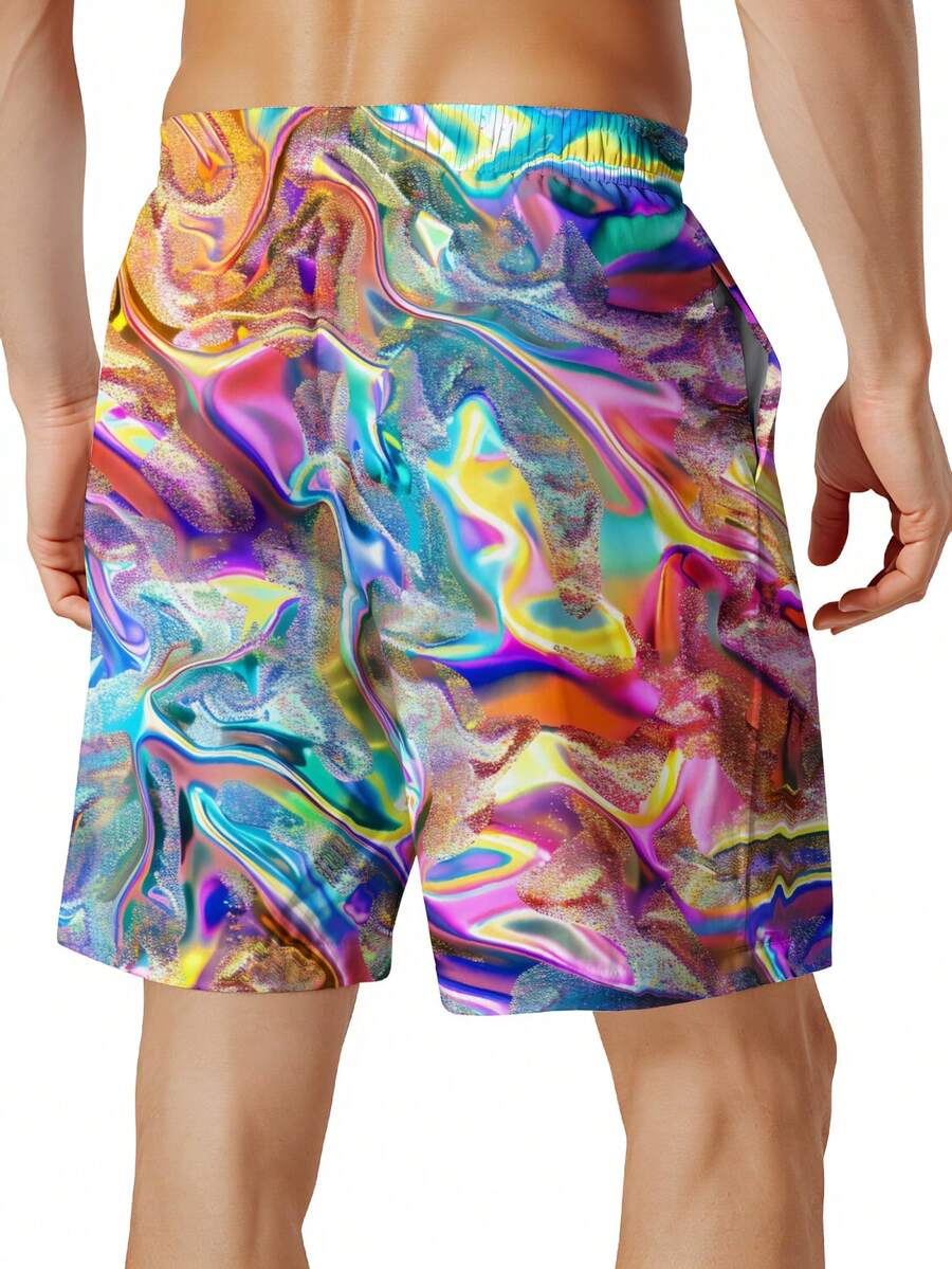 Mens Colorful Abstract Print Q - Swim Trunk Quick Dry recension och pris
