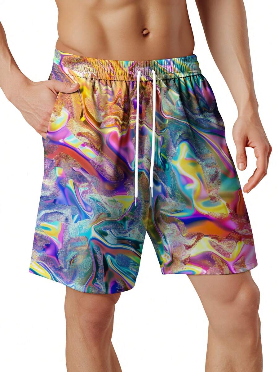 Mens Colorful Abstract Print Q - Swim Trunk Quick Dry recension och pris