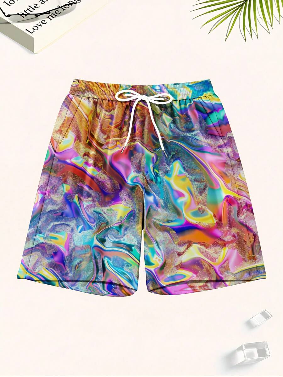 Mens Colorful Abstract Print Q - Swim Trunk Quick Dry recension och pris