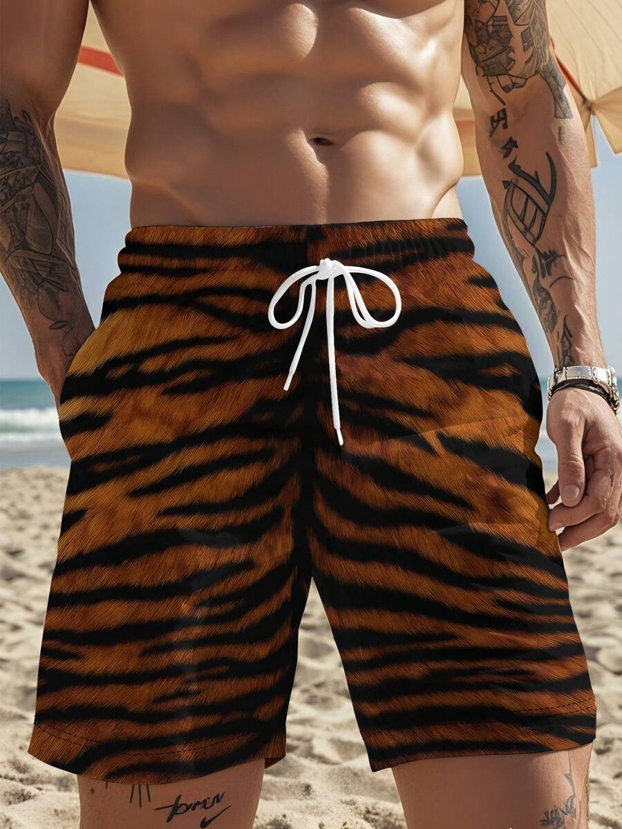 Mens Bold Tiger Stripe Swim Tr - Swim Trunk Quick Dry recension och pris