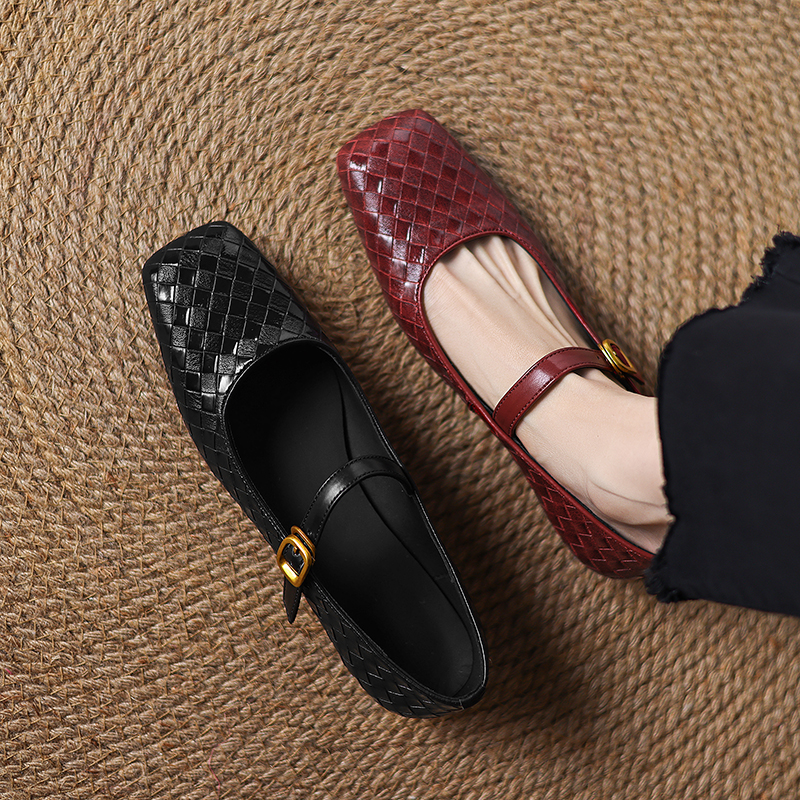 Woven Flat Bottom Mary Jane Wo - Casual Sandal Leather recension och pris