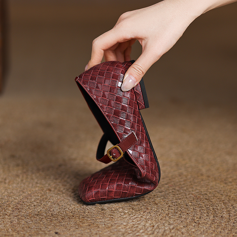 Woven Flat Bottom Mary Jane Wo - Casual Sandal Leather recension och pris