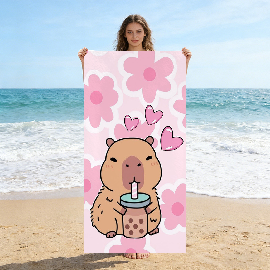 Funny Capybara Beach Towel Sma - Beach Towel Large recension och pris