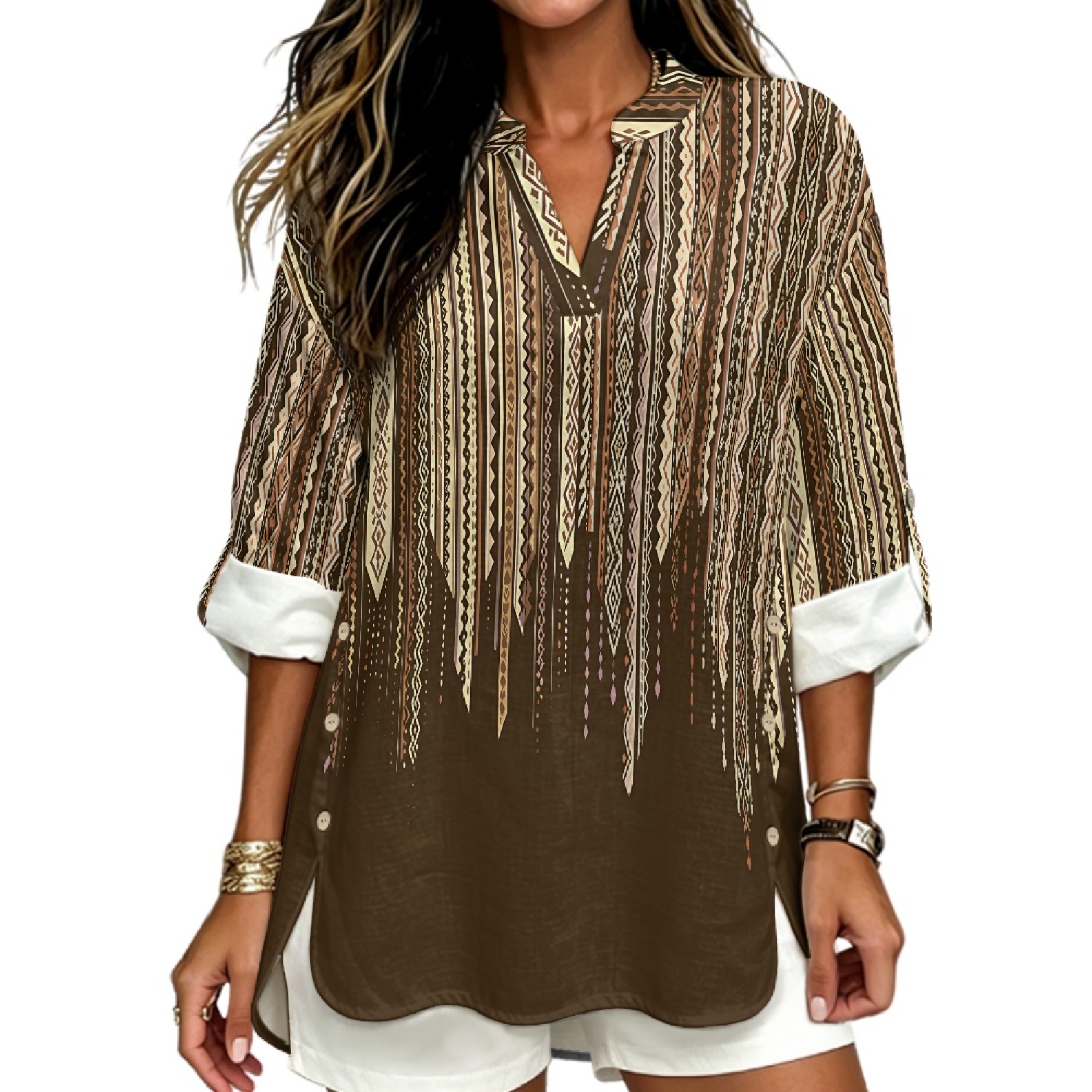 INSTANTARTS Women'S Linen V-Ne - Linen Shirt Breathable recension och pris