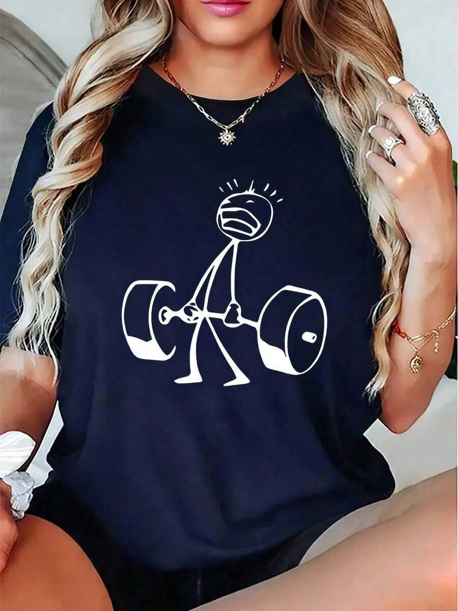 Oversized Funny Workout Graphi - Tee Graphic Print recension och pris