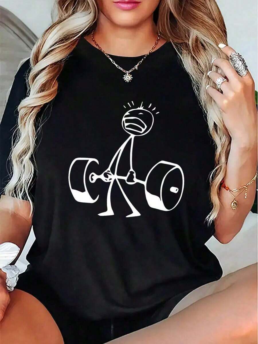 Oversized Funny Workout Graphi - Tee Graphic Print recension och pris