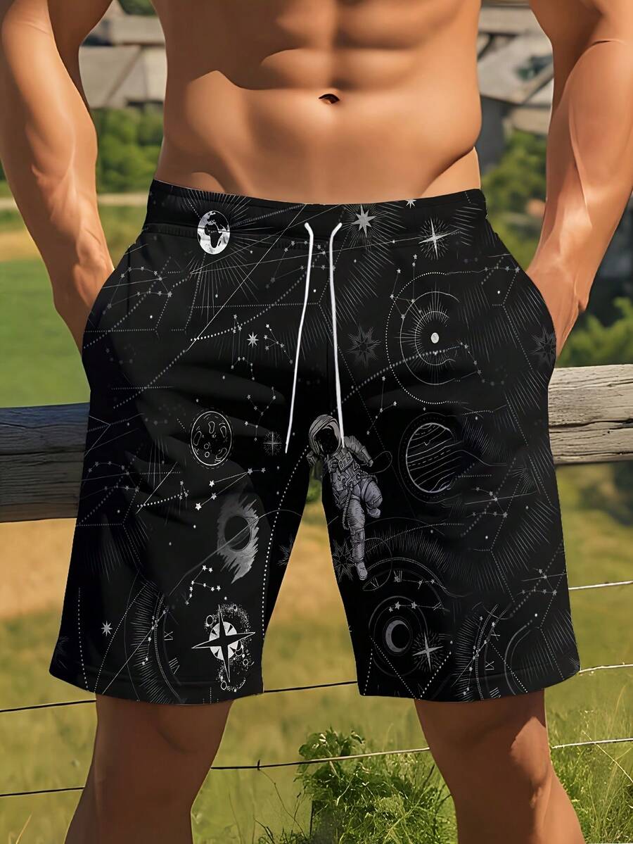 Mens 3D Space Astronaut Print  - Swim Trunk Quick Dry recension och pris