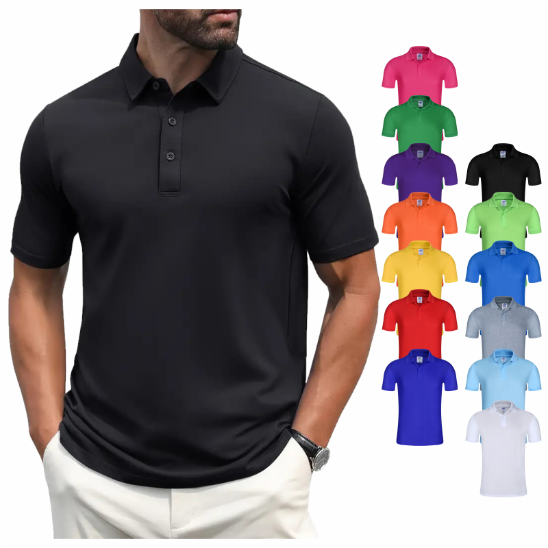 Men's Summer Solid Color Lapel - Polo Shirt Pique recension och pris